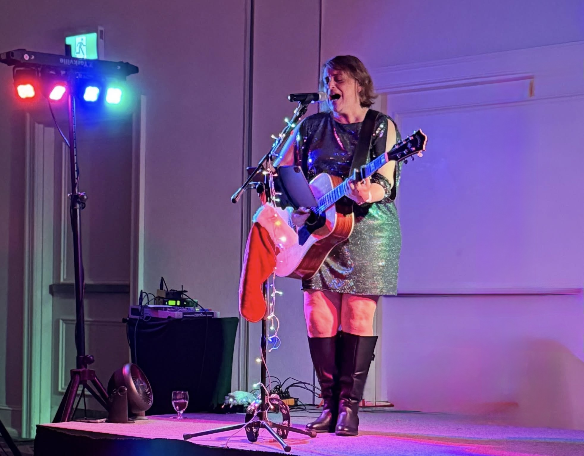Lisa performing at a holiday event
